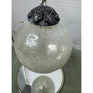 Vintage Kugel Silver Crackle Glass Christmas Ornament 4" Medium Heavy